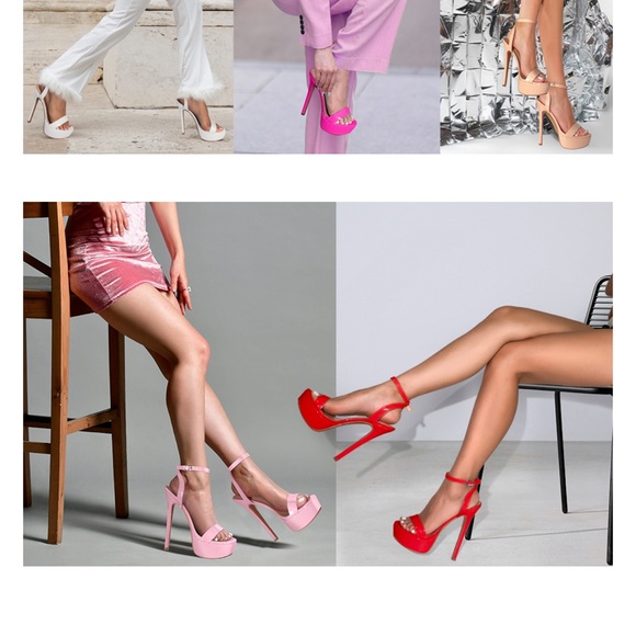 Red Patent Platform Stiletto Heels 6” Ankle Strap Sexy Size 42 Fits US 9.5 10 - Picture 10 of 17